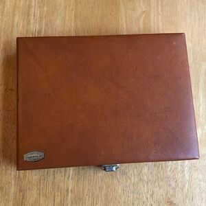 Vintage Roberts SF Backgammon Faux Leather Travel Case Brown only 9x6,5”